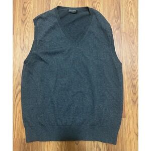 KALLSPIN Sweater Vest Mens Large V-Neck Cashmere Wool Knit Pullover